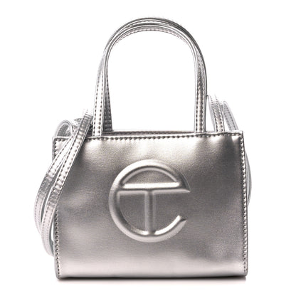 Telfar Metallic Vegan Leather Small Shopping Bag Silver 1 of 10