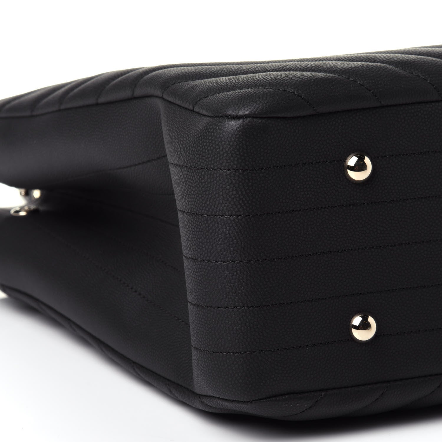 Chanel Caviar Flat Chevron Quilted Large Shopping Tote Black 7 of 10