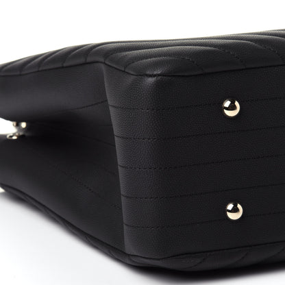 Chanel Caviar Flat Chevron Quilted Large Shopping Tote Black 7 of 10