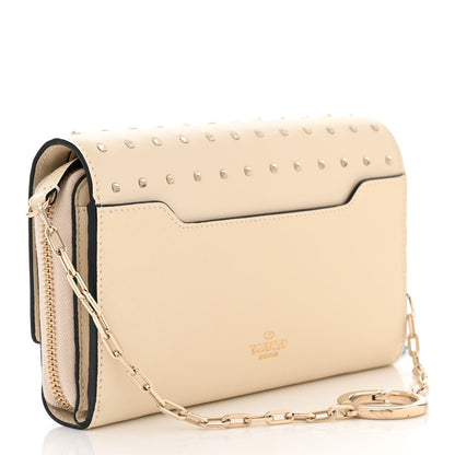 Valentino Garavani Vitello Rockstud Carry Secrets Continental Wallet On Chain Light Ivory 3 of 14