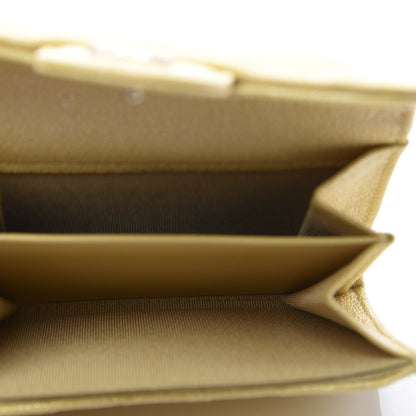 Chanel Iridescent Caviar Quilted Flap Card Holder Wallet Yellow 4 of 10