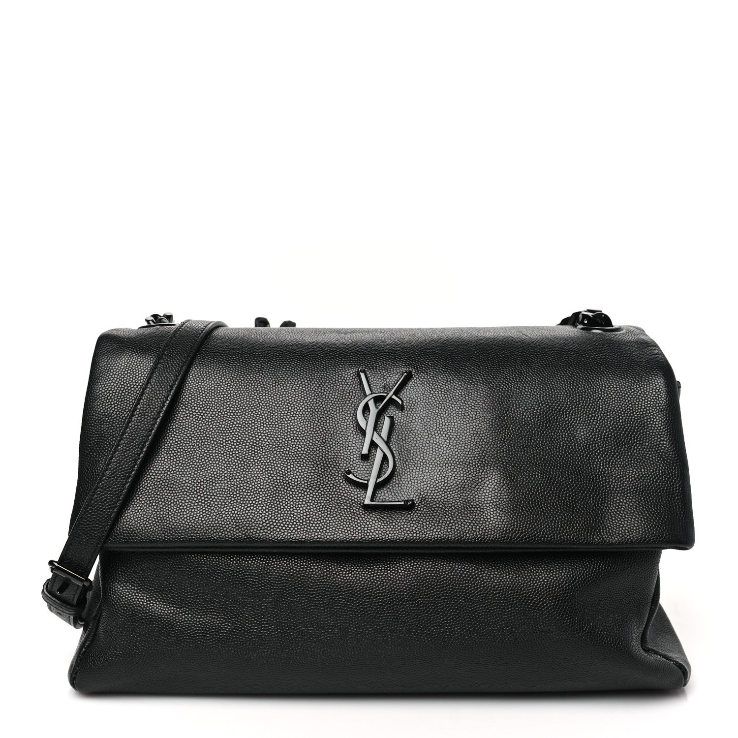 Saint Laurent Grain De Poudre Medium West Hollywood Monogram Fold-Over Black 1 of 11