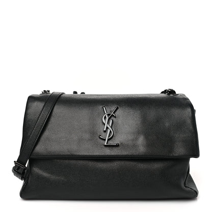 Saint Laurent Grain De Poudre Medium West Hollywood Monogram Fold-Over Black 1 of 11