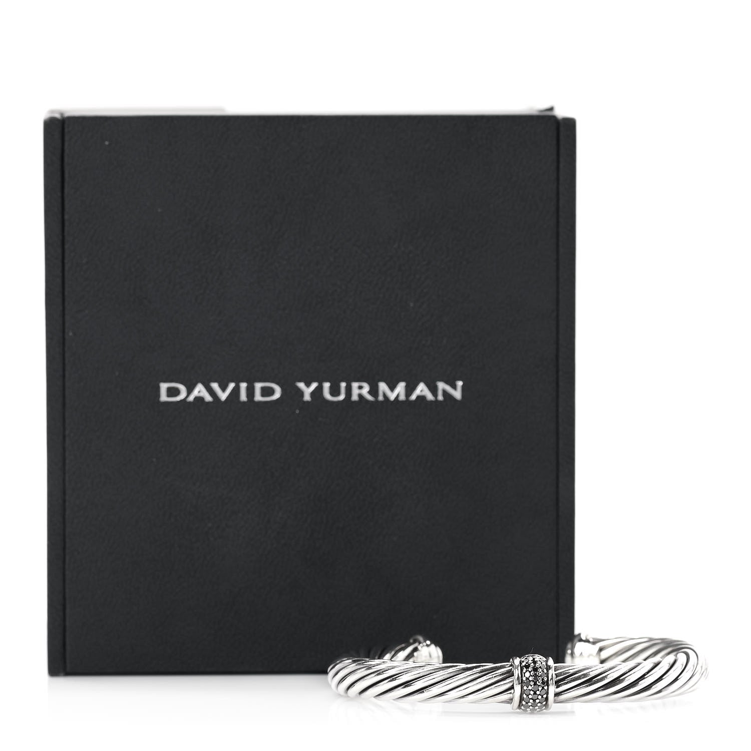 David Yurman Sterling Silver Black Diamond 7mm Cable Classics Station Bracelet 6 of 6