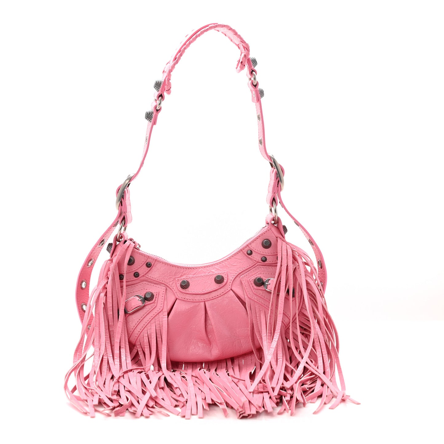 Agneau Arena Le Cagole Fringe Shoulder Bag XS Sweet Pink