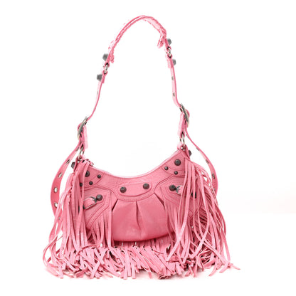 Balenciaga Agneau Arena Le Cagole Fringe Shoulder Bag XS Sweet Pink 1 of 11