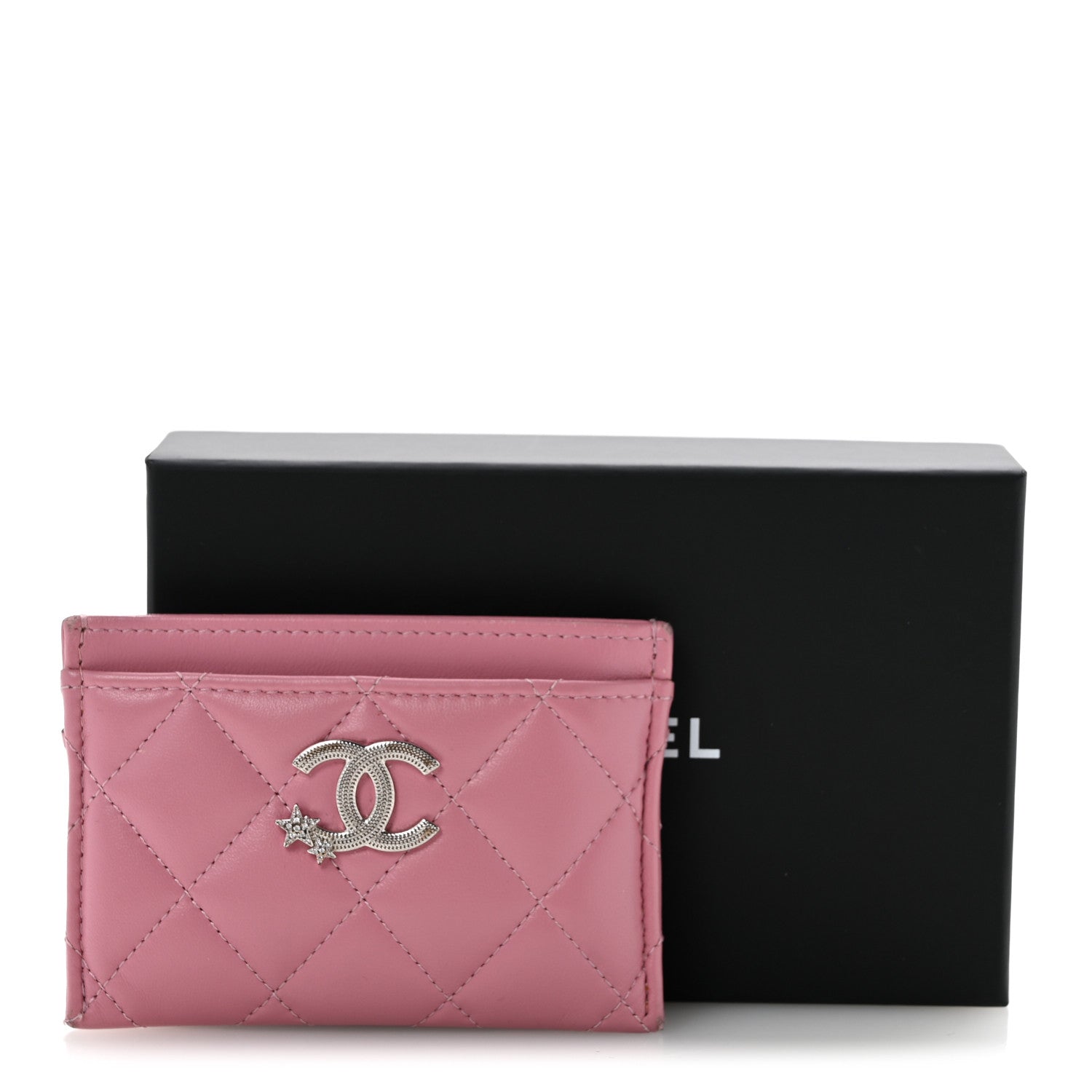 Chanel Lambskin Quilted Crystal Star Card Holder Pink 11 of 11