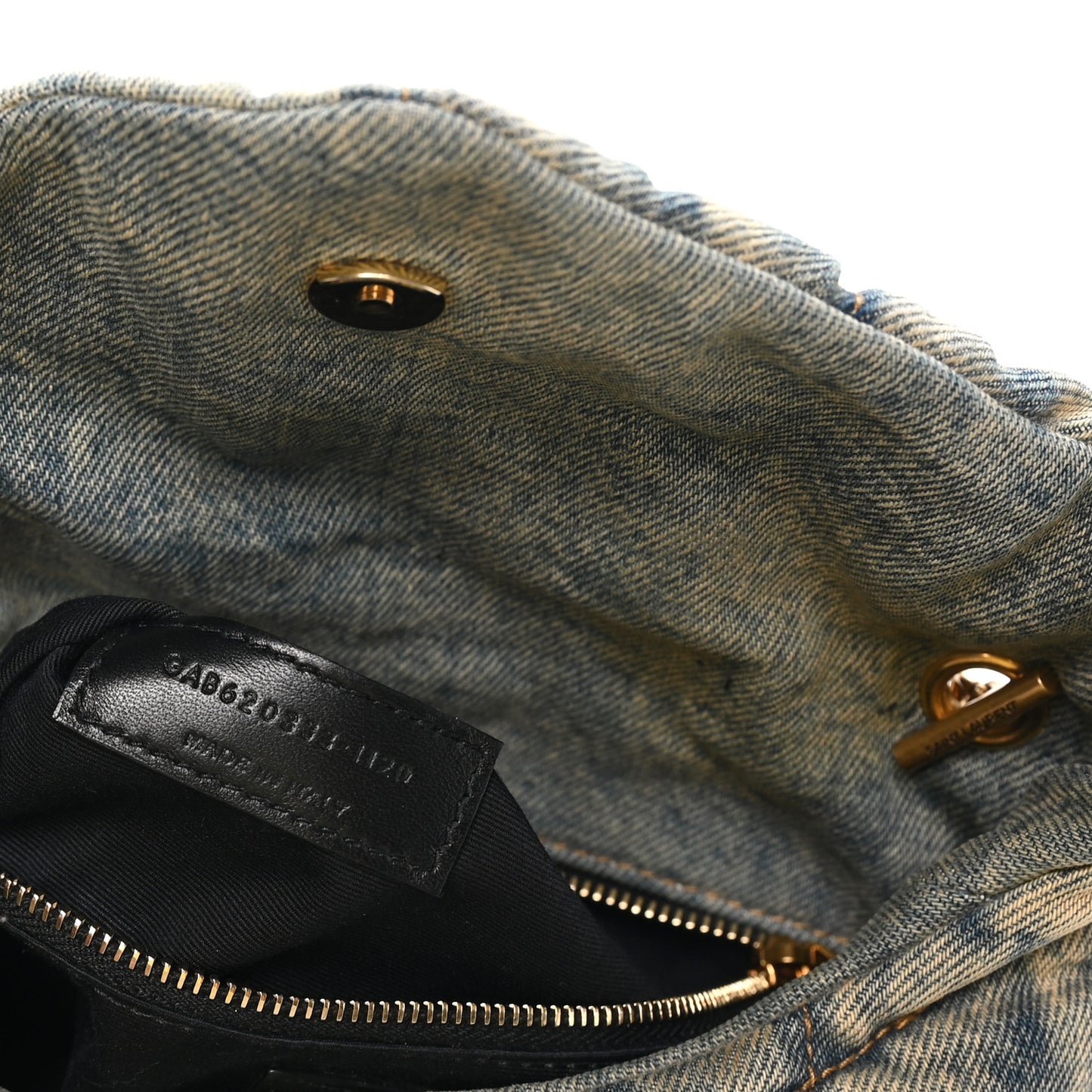 Denim Quilted Small Loulou Puffer Monogram Chain Satchel Blue Cinnamon