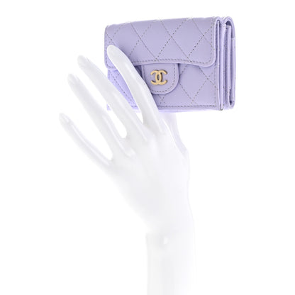 Chanel Lambskin Quilted Tri-Fold Flap Wallet Light Purple 2 of 10