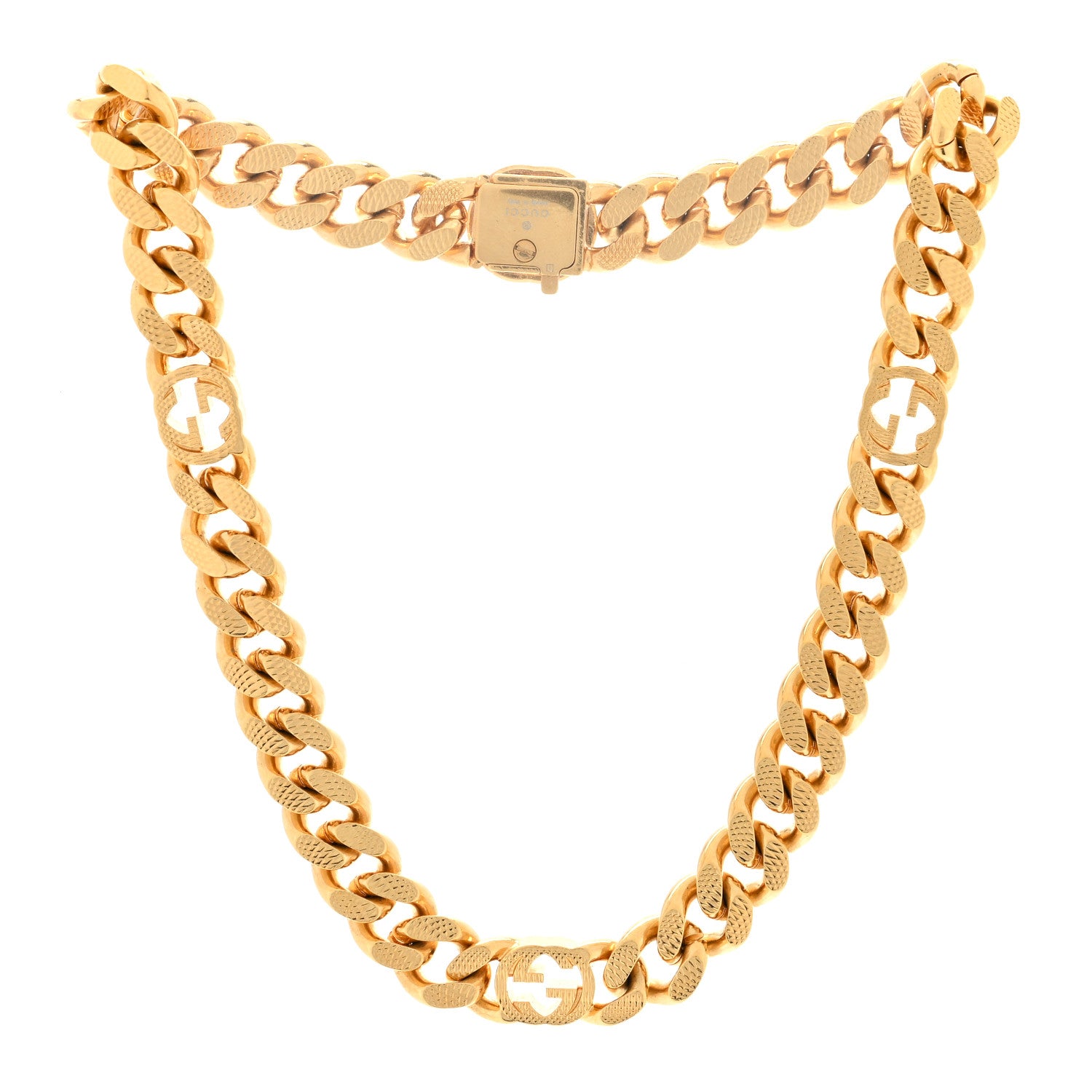 Gucci Interlocking G Script Choker Necklace Gold 3 of 4