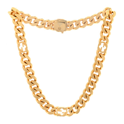 Gucci Interlocking G Script Choker Necklace Gold 3 of 4