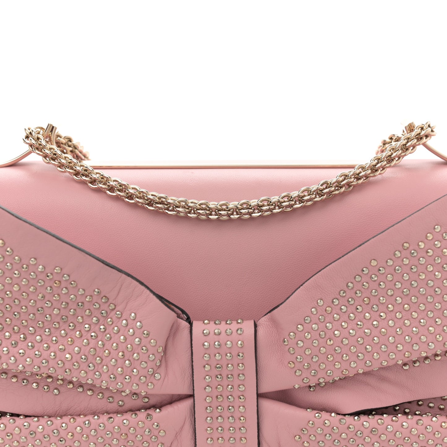 Nappa Bow Studded Shoulder Bag Pop Gardenia