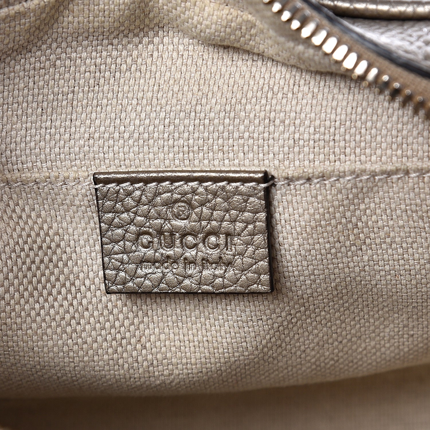 Gucci Metallic Pebbled Calfskin Small Soho Disco Bag Golden Beige 5 of 10