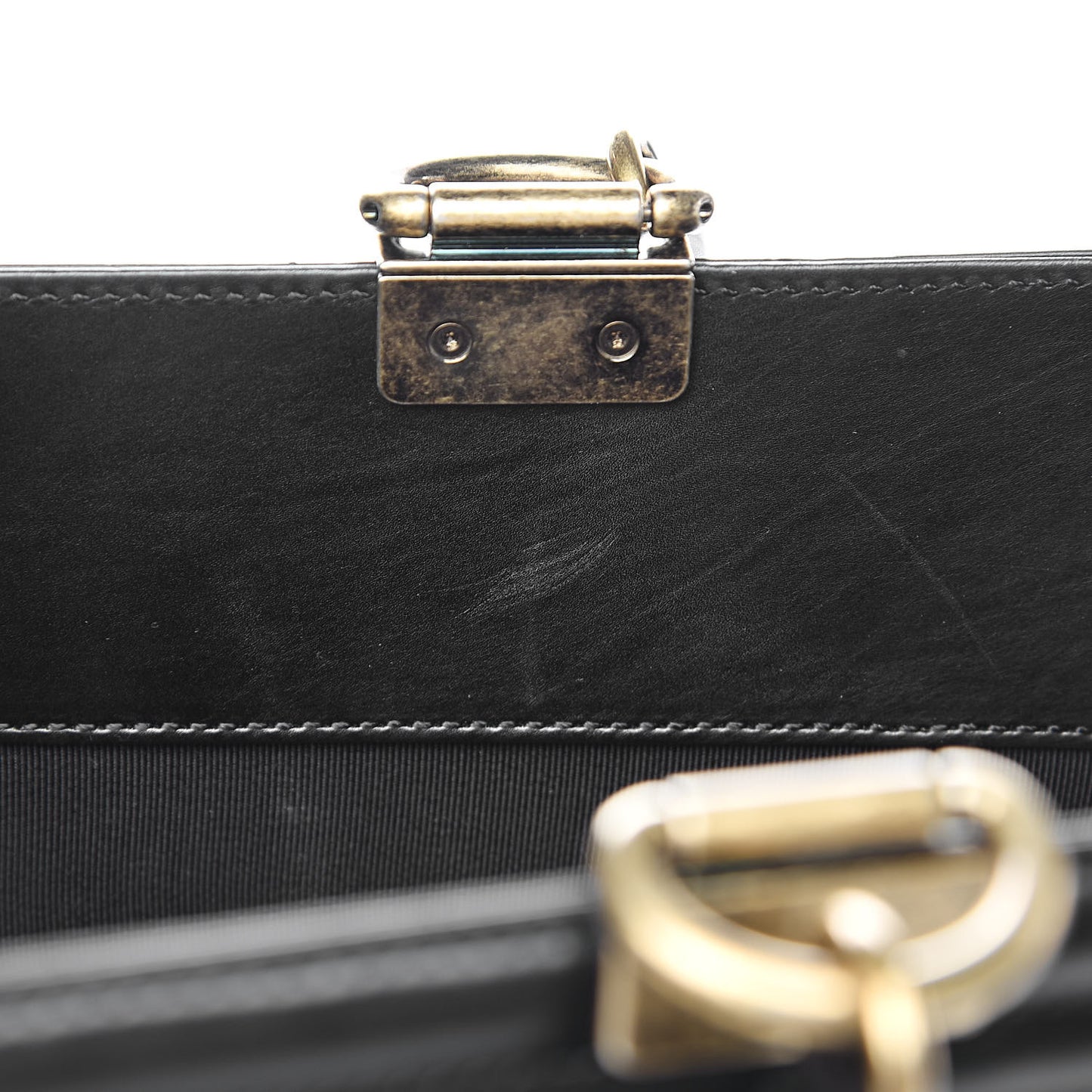 Glazed Calfskin Boy Tote Black