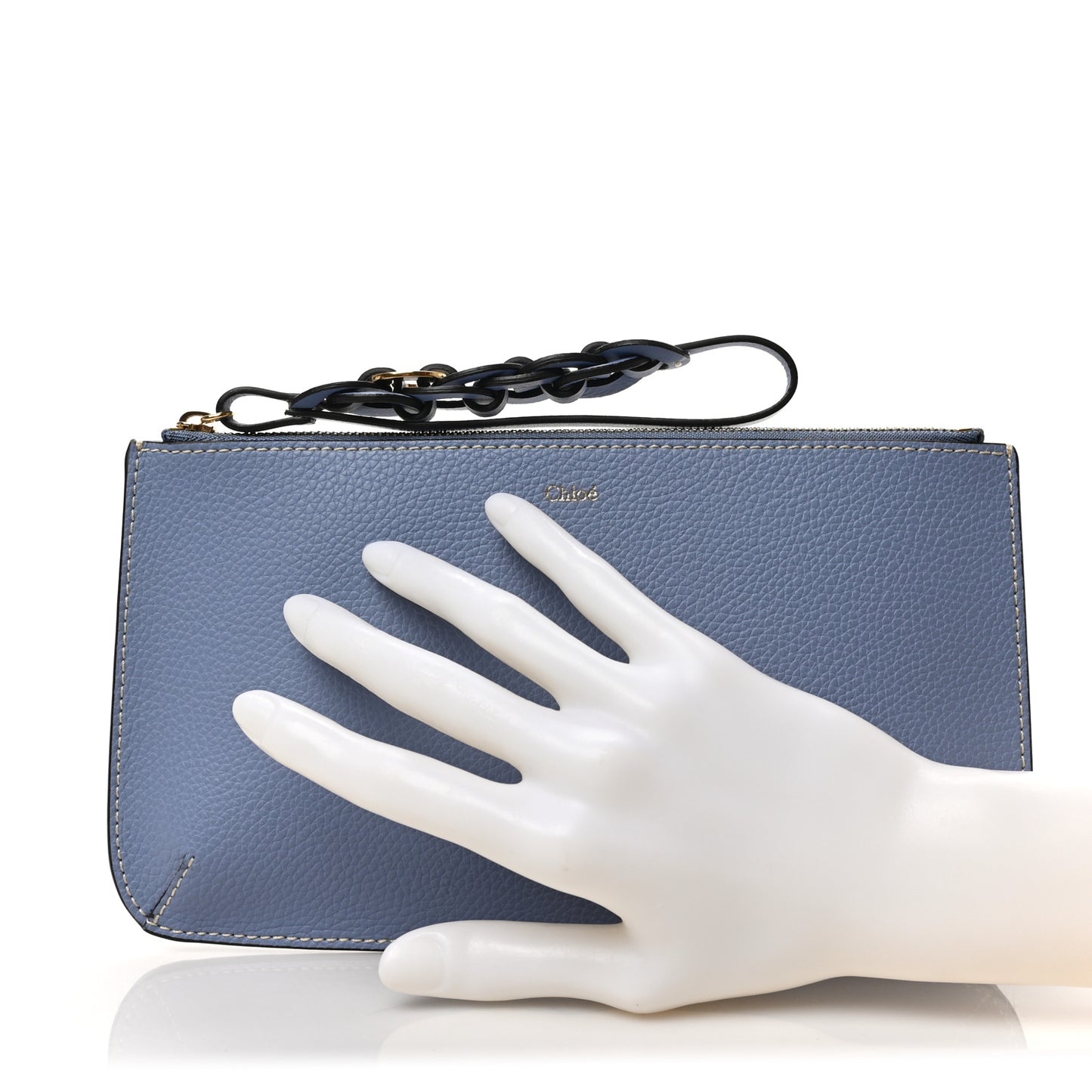 Grained Calfskin Small Darryl Pouch Blue