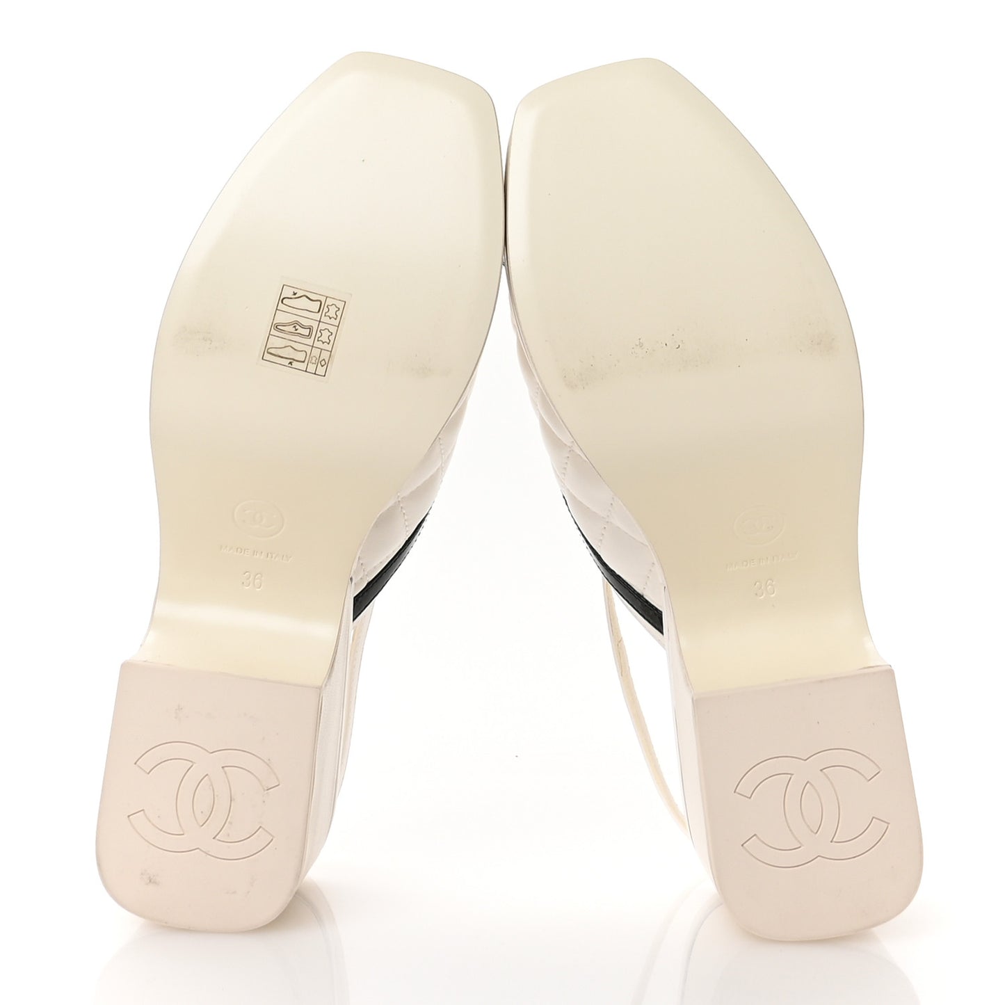 Lambskin Patent Quilted CC Platform Sandals 36 White Black