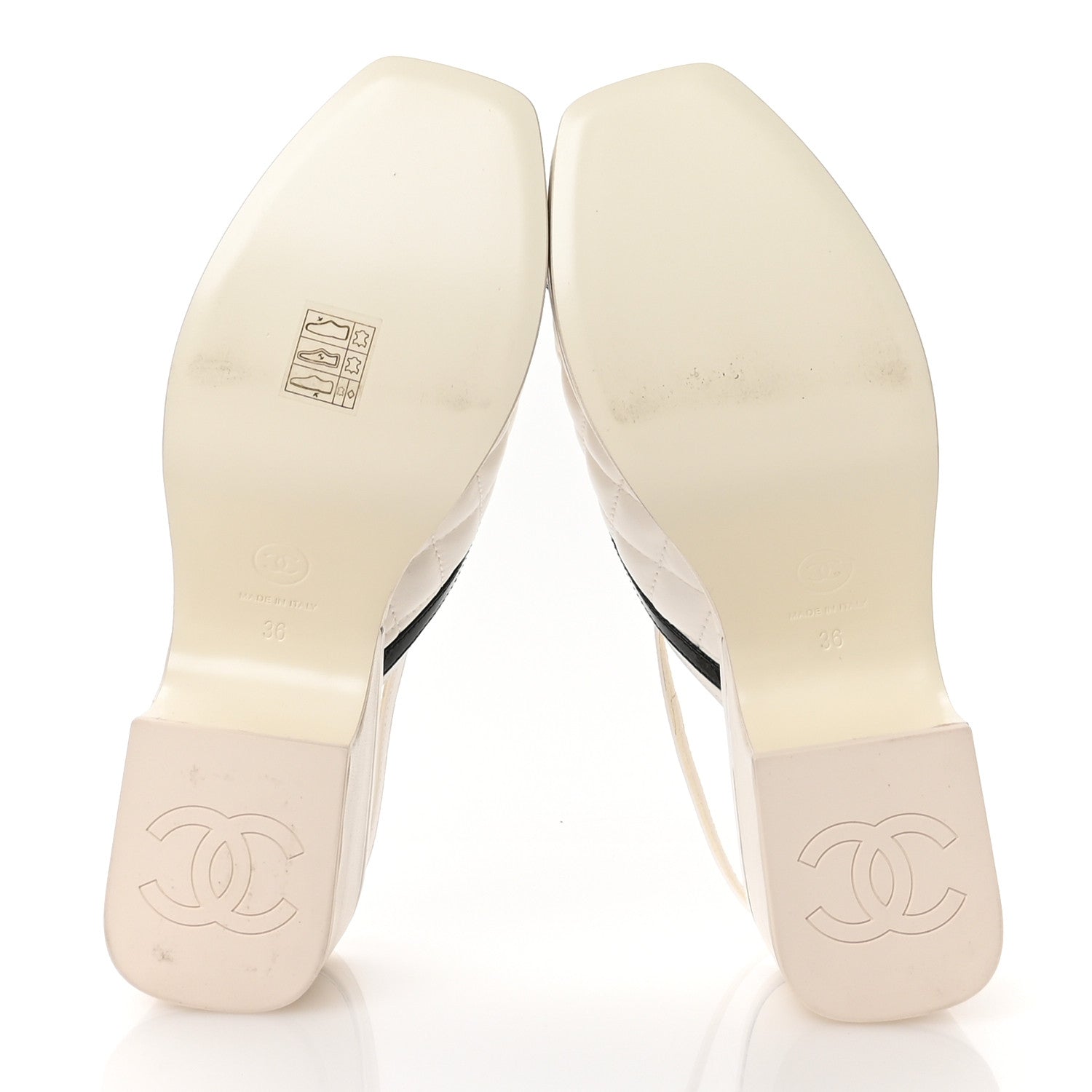 Chanel Lambskin Patent Quilted CC Platform Sandals 36 White Black 6 of 9