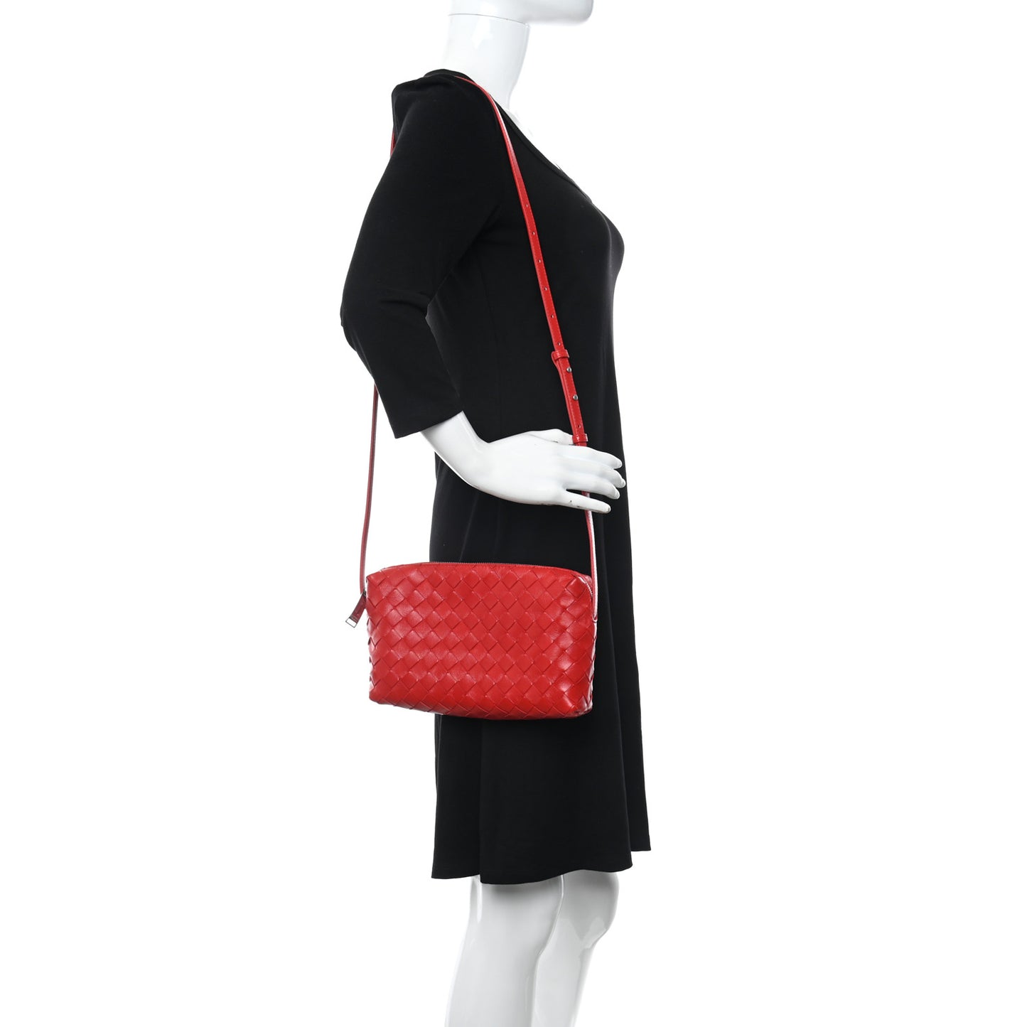 Nappa Intrecciato Crossbody Bright Red