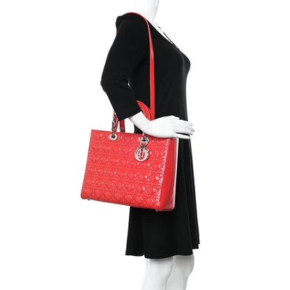 Christian Dior Patent Cannage Large Lady Dior Red 2 of 15