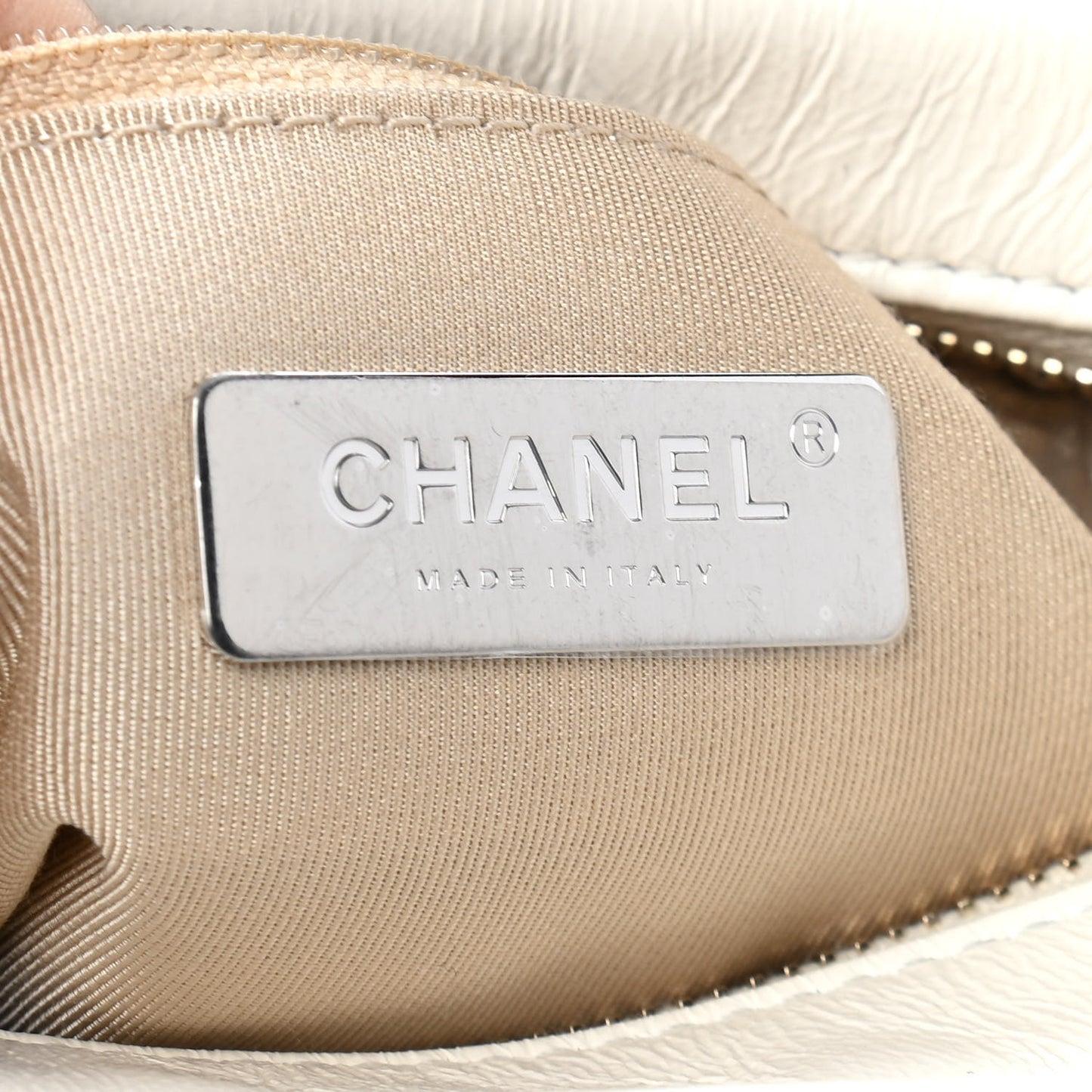 Calfskin Wool Felt Embossed Small Gabrielle Logo Hobo White