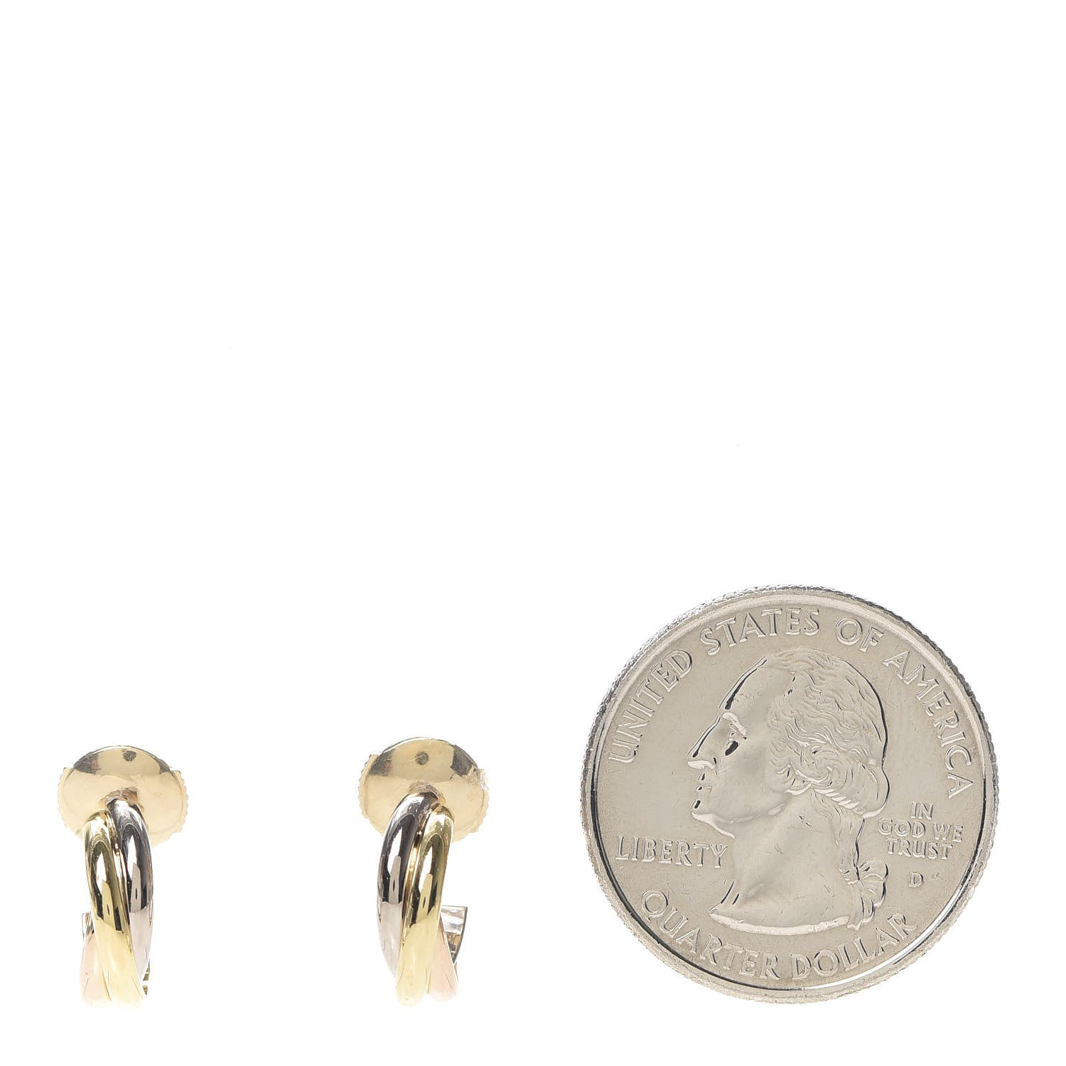 Cartier 18K Pink Yellow White Gold Small Trinity Hoop Earrings 2 of 6