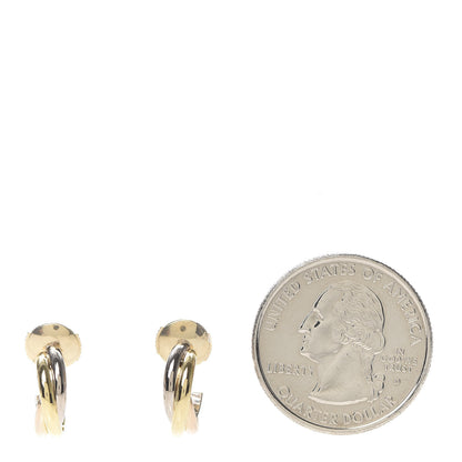 Cartier 18K Pink Yellow White Gold Small Trinity Hoop Earrings 2 of 6