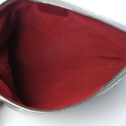 Chanel Metallic Crumpled Calfskin Quilted Medium Gabrielle Cosmetic Case Silver 5 of 8