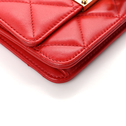 Chanel Lambskin Quilted Golden Class Wallet on Chain WOC Red 10 of 12