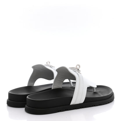 Hermes Calfskin Womens Empire Sandals 40 White 4 of 9