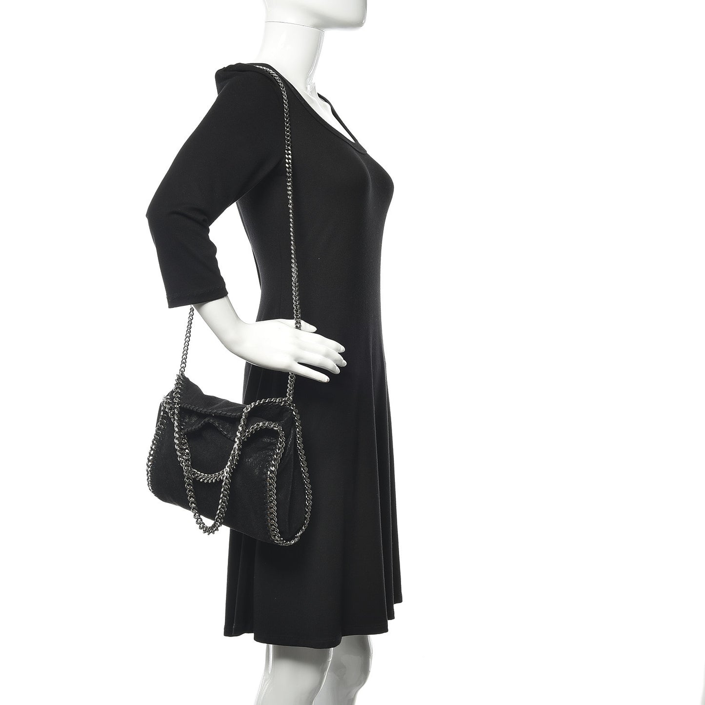 Shaggy Deer Mini Falabella Fold Over Tote Black
