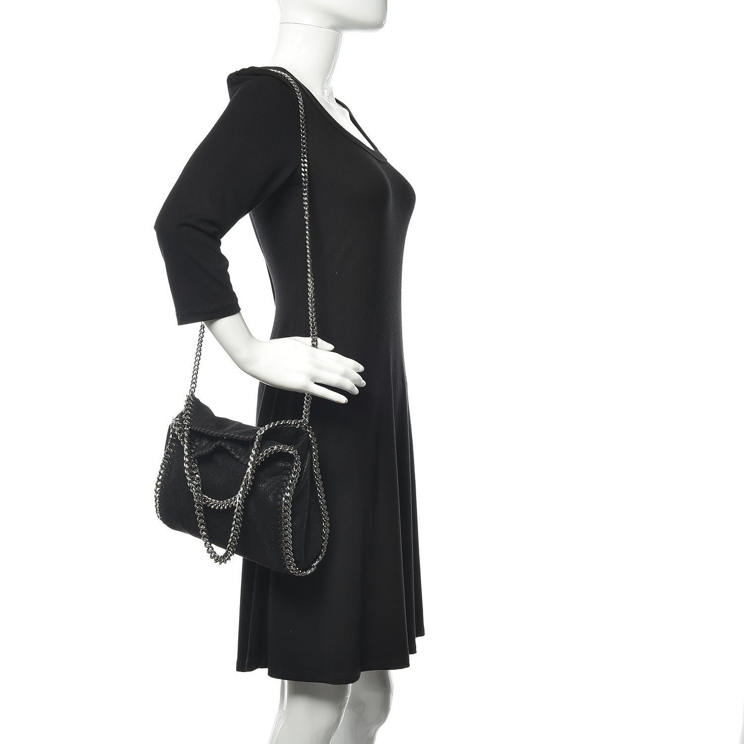 Stella McCartney Shaggy Deer Mini Falabella Fold Over Tote Black 2 of 10