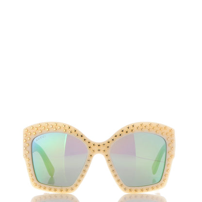 Gucci Square Frame Star Sunglasses GG 3870/S Ivory Gold 2 of 7