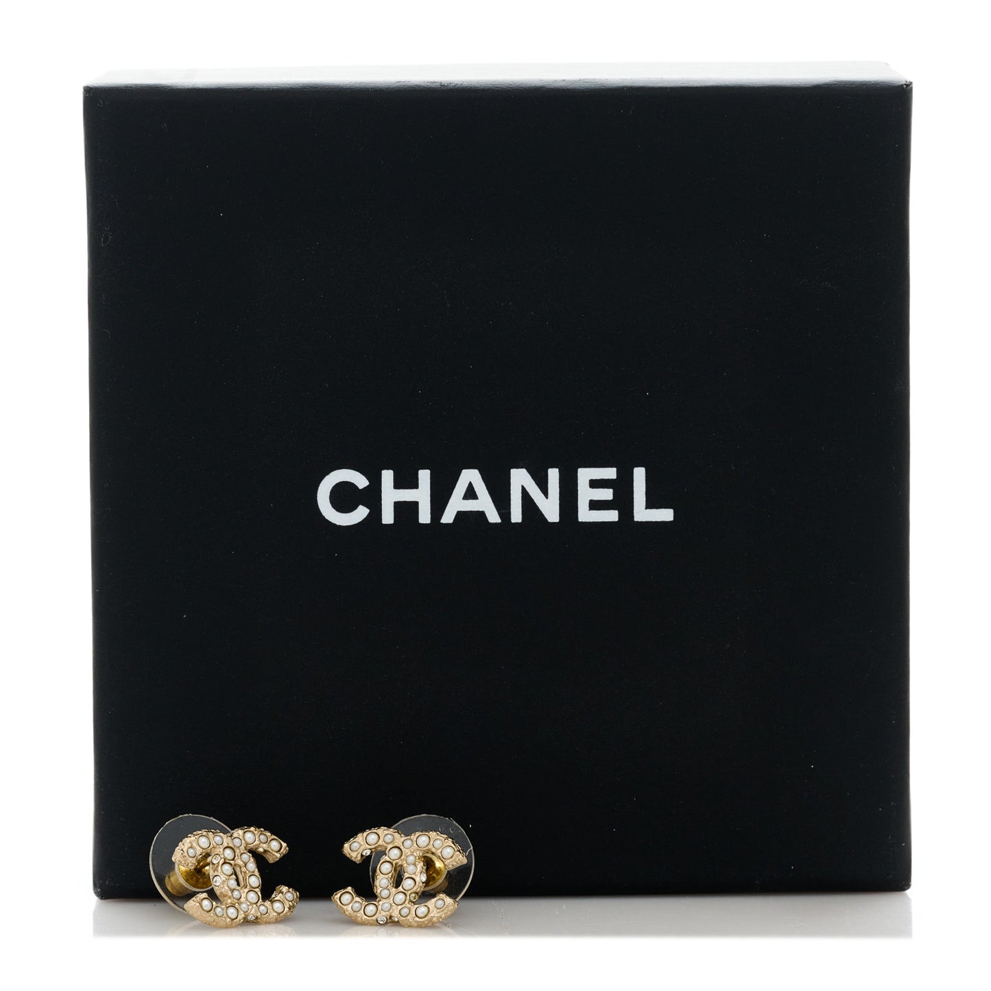 Metal Graduated Pearl Crystal CC Earrings Light Gold