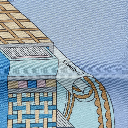 Hermes Silk Les Tresors D Un Artiste Scarf 90 Ciel Turquoise Rose 6 of 7