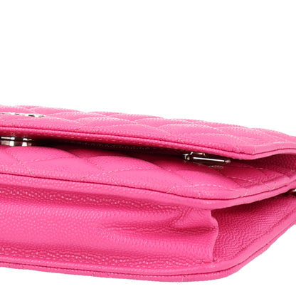 Chanel Caviar Quilted Wallet on Chain WOC Dark Pink 11 of 11
