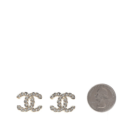 Chanel Crystal Pearls Coronation CC Earrings Gold 2 of 6