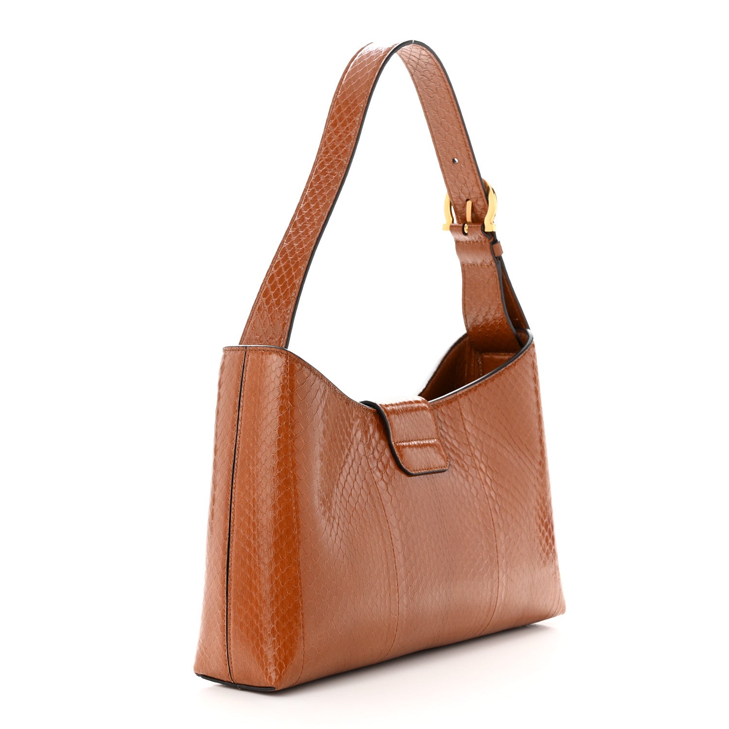 Salvatore Ferragamo Snakeskin Trifolio Shoulder Bag Sella 3 of 12