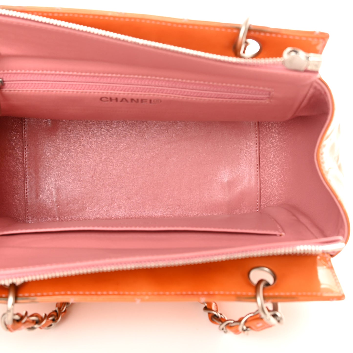 Patent Quilted Petit Timeless Shopping Tote PTT Orange