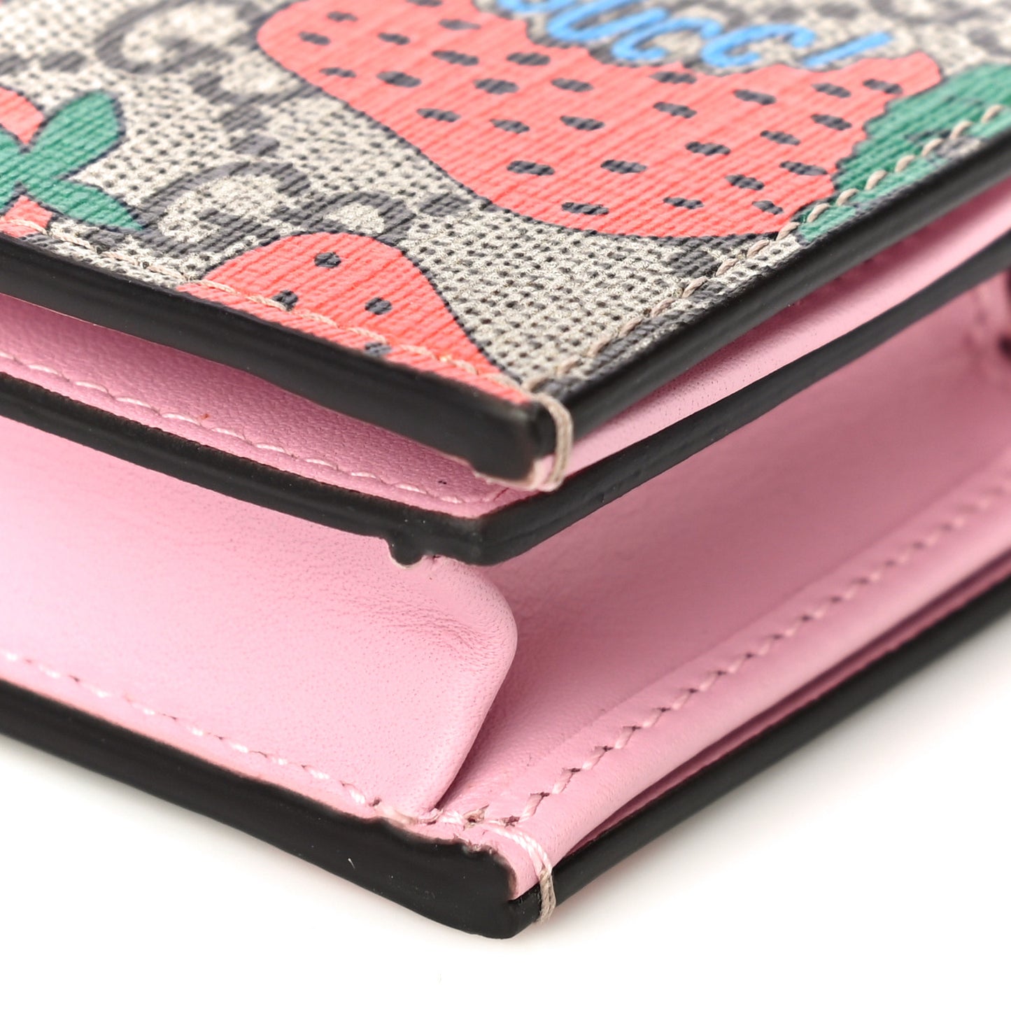 GG Supreme Monogram Strawberry Card Case