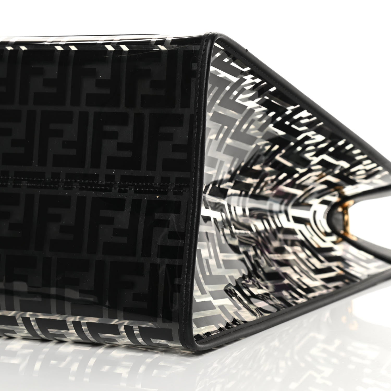 Fendi TPU FF Vitello Century Plexiglass Large Runaway Shopper Tote Black 11 of 14