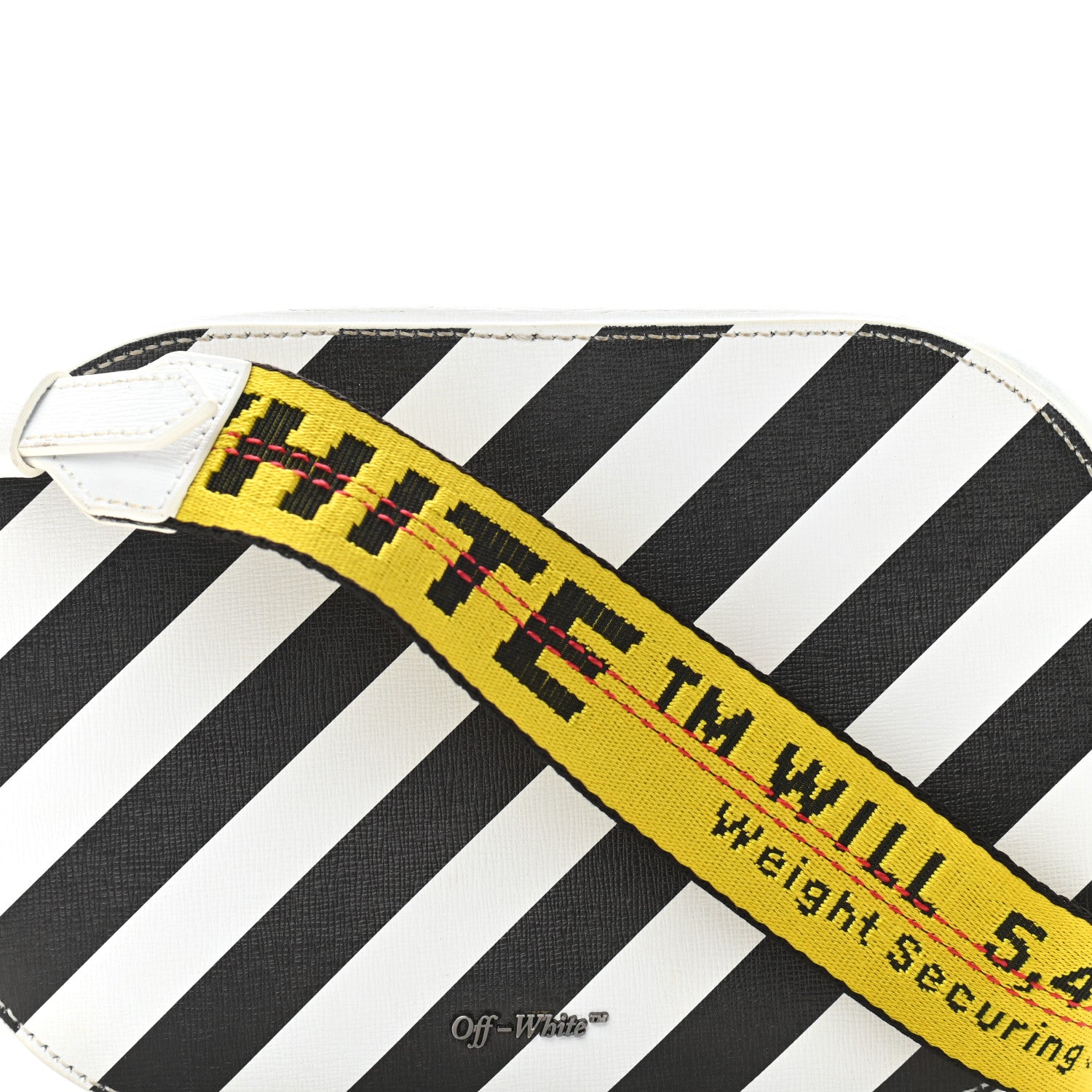 Off-White Saffiano Striped Diag Camera Bag Black White 10 of 10