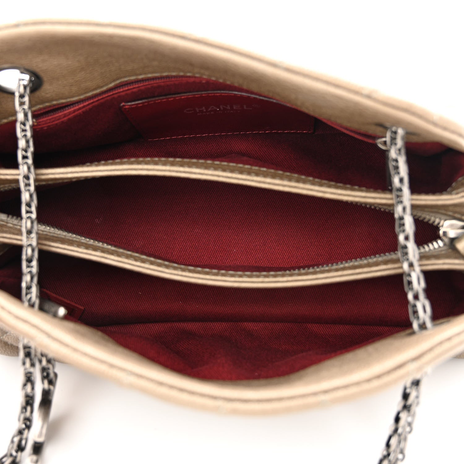 Chanel Metallic Caviar Quilted Small Just Mademoiselle Beige 5 of 10