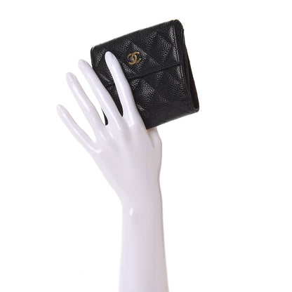 Chanel Caviar Quilted Compact French Flap Wallet Black 2 of 8