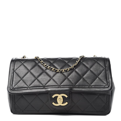 Chanel Calfskin Quilted Medium Graphic Flap Bag Black 1 of 10