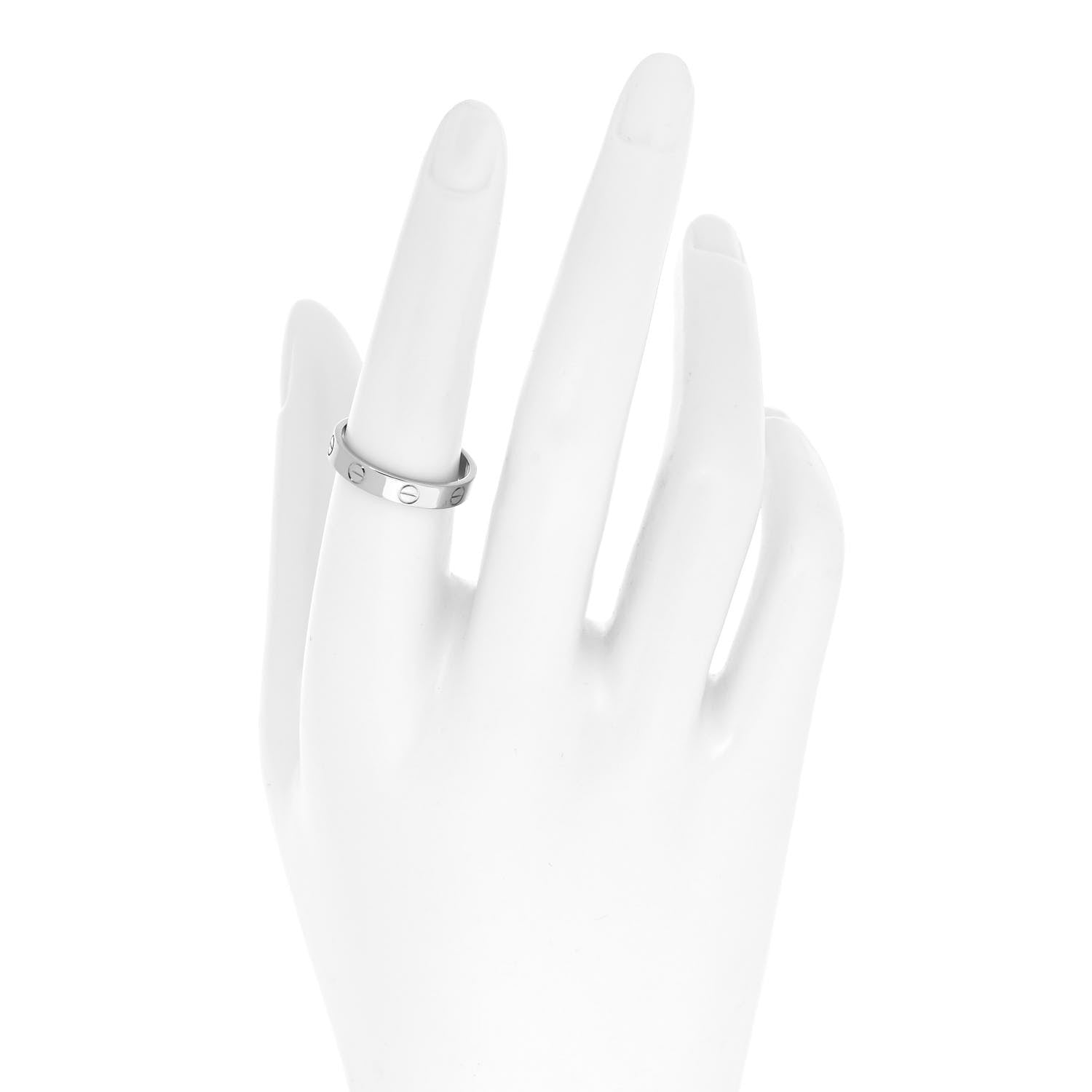 Cartier 18K White Gold 3.5mm LOVE Wedding Band Ring 55 7.25 2 of 4
