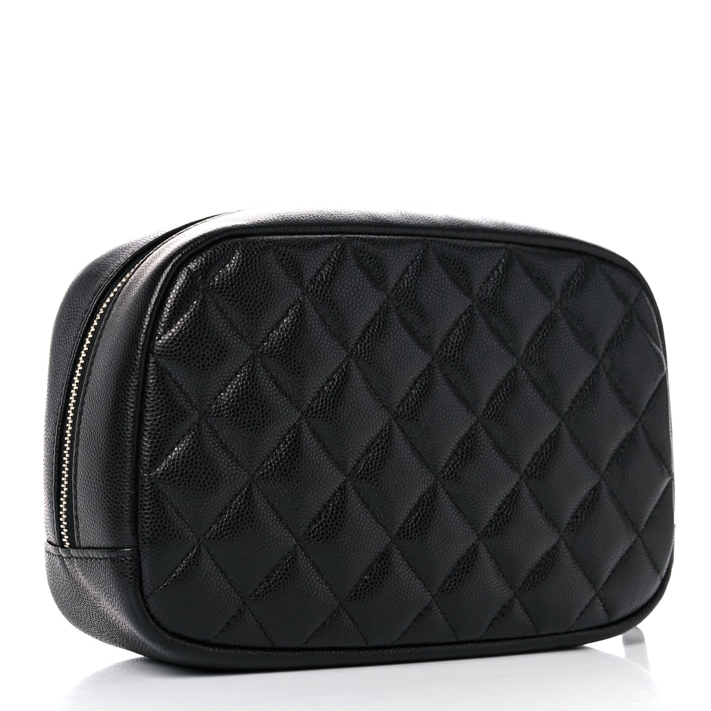 Caviar Quilted Curvy Pouch Cosmetic Case Black