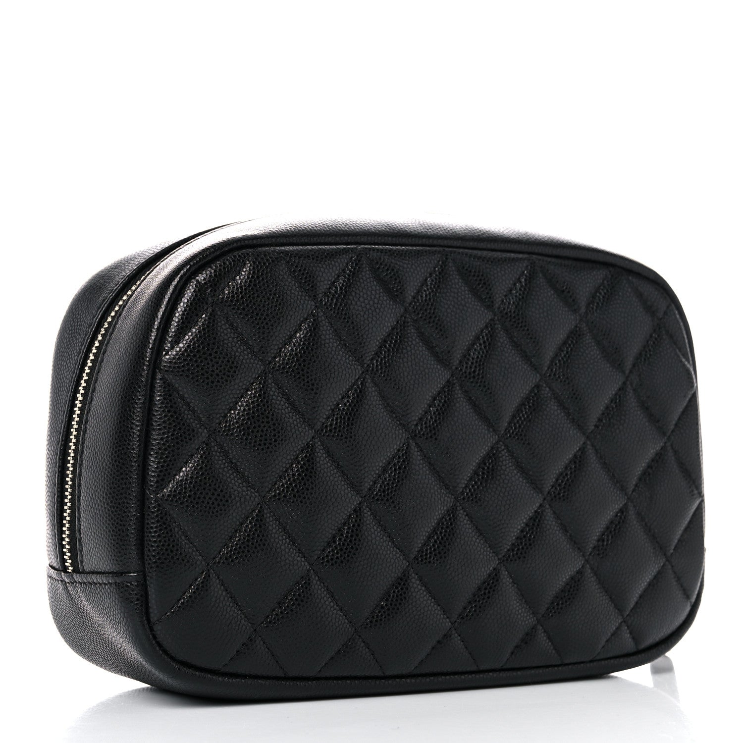 Chanel Caviar Quilted Curvy Pouch Cosmetic Case Black 3 of 10