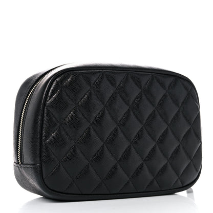 Chanel Caviar Quilted Curvy Pouch Cosmetic Case Black 3 of 10
