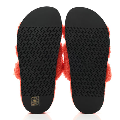 Hermes Woolskin Womens Chypre Sandals 37.5 Orange 5 of 7