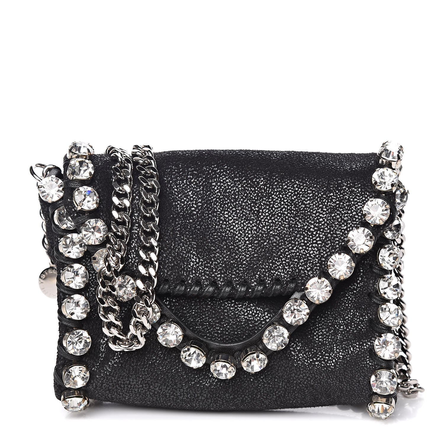 Stella McCartney Shaggy Deer Tiny Fold Over Falabella Crystal Crossbody Black 1 of 9